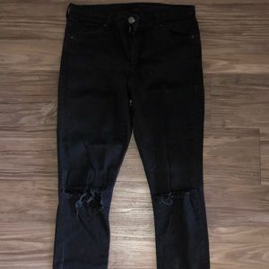Topshop distressed  black jeans size 28